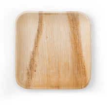 Load image into Gallery viewer, 100 count Square Palm Plates 10", Sustainable, Biodegradable and Disposable Leafware. Ideal for your dinner and event parties. Party plates, green and eco-friendly. 