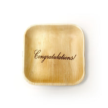 Load image into Gallery viewer, 6" Congratulations Square Palm Leaf Plates (100 count)