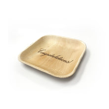 Load image into Gallery viewer, 6" Congratulations Square Palm Leaf Plates (100 count)