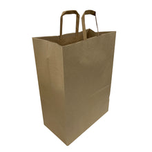 Load image into Gallery viewer, 13" x 7" x 17" Natural Kraft Shopping Bag with Flat Handles (200 ct)