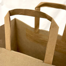 Load image into Gallery viewer, 13" x 7" x 17" Natural Kraft Shopping Bag with Flat Handles (200 ct)