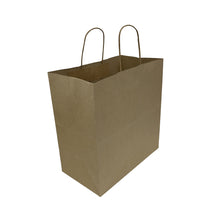 Load image into Gallery viewer, 13" x 7" x 13" Natural Kraft Shopping Bag with Rope Handles (200 ct)
